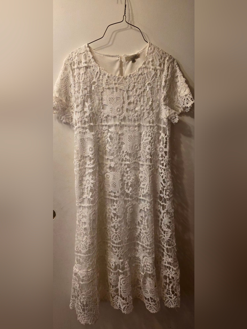 White Crochet Midi Dress - Elegant Lace Overlay
